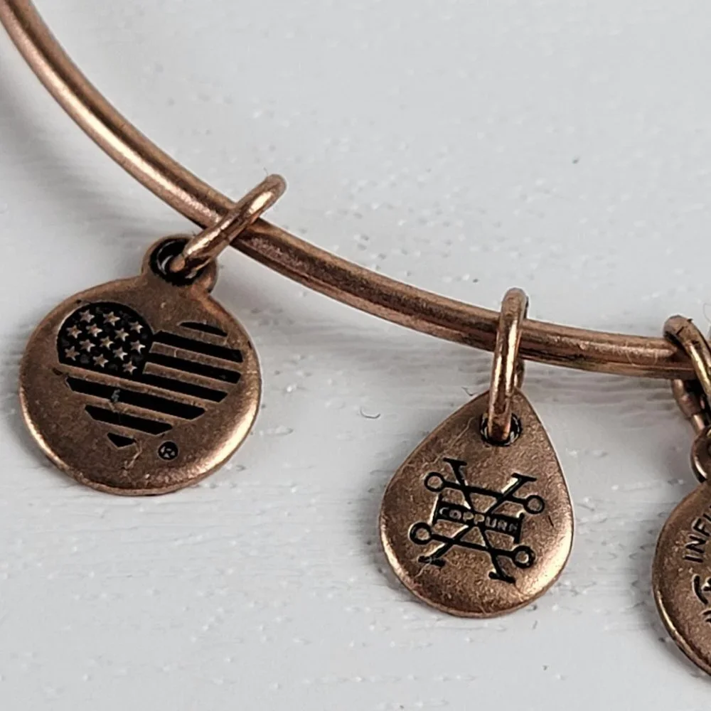 ALEX AND ANI Rose Gold Plated Love Charm Bracelet 7.5